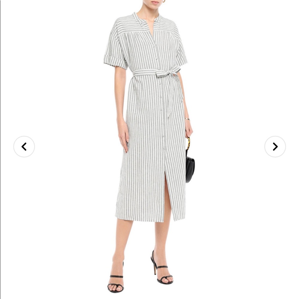 Striped Linen And Cotton-blend Midi Dress